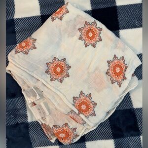 aden + anais Cream and Orange Muslin Swaddle Blanket
